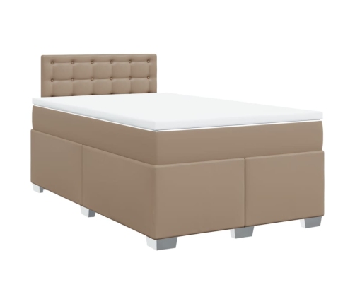 Cama box spring con colchón cuero sintético capuchino 140x190cm