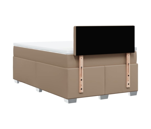 Cama box spring con colchón cuero sintético capuchino 140x190cm