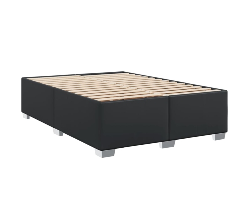 Cama box spring con colchón cuero sintético negro 140x200cm