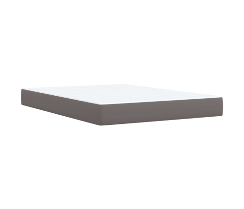 Cama box spring con colchón cuero sintético gris 140x200 cm