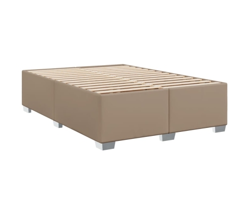 Cama box spring con colchón cuero sintético capuchino 140x200cm