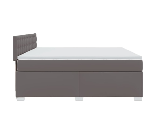 Cama box spring con colchón cuero sintético gris 180x200 cm