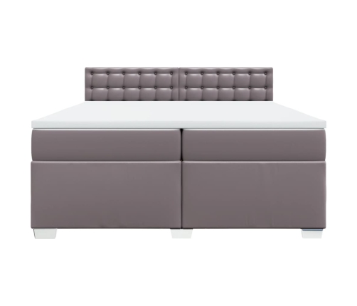 Cama box spring con colchón cuero sintético gris 200x200 cm