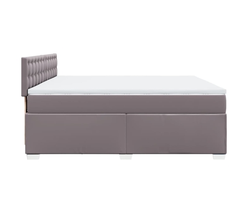 Cama box spring con colchón cuero sintético gris 200x200 cm