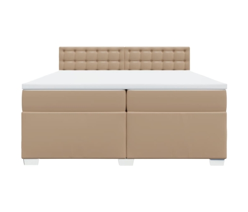 Cama box spring con colchón cuero sintético capuchino 200x200cm