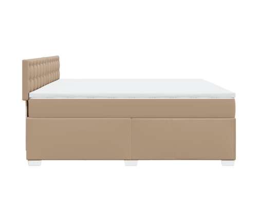 Cama box spring con colchón cuero sintético capuchino 200x200cm