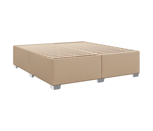 Cama box spring con colchón cuero sintético capuchino 200x200cm