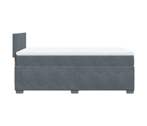 Cama box spring con colchón terciopelo gris oscuro 80x200 cm