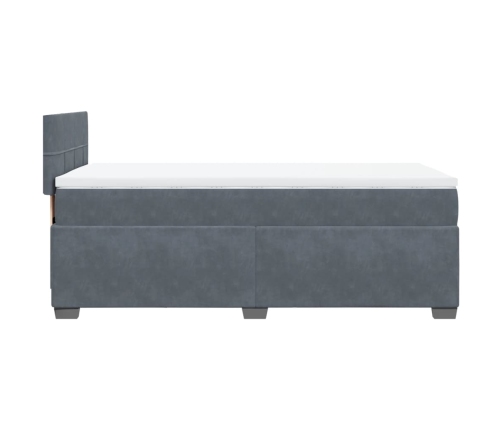 Cama box spring con colchón terciopelo gris oscuro 80x200 cm