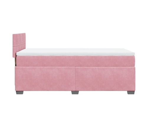 Cama box spring con colchón terciopelo rosa 80x200 cm