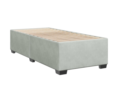 Cama box spring con colchón terciopelo gris claro 80x200 cm