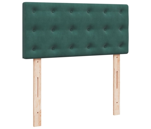 Cama box spring con colchón terciopelo verde oscuro 80x200 cm