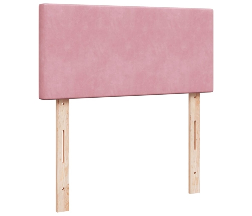 Cama box spring con colchón terciopelo rosa 90x190 cm