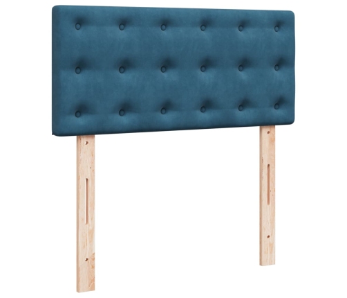 Cama box spring con colchón terciopelo azul oscuro 90x190 cm