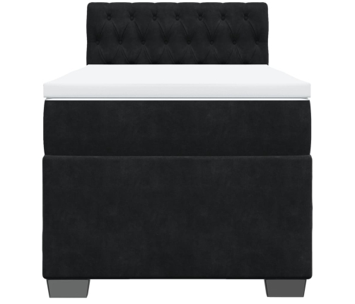 Cama box spring con colchón cuero sintético negro 90x190 cm