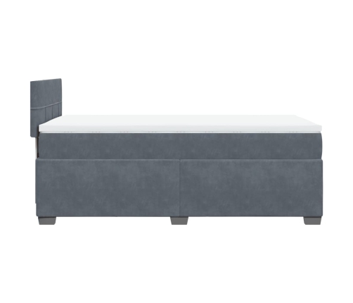 Cama box spring con colchón terciopelo gris oscuro 90x190 cm