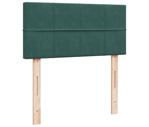 Cama box spring con colchón terciopelo verde oscuro 90x190 cm