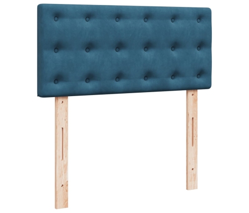 Cama box spring con colchón terciopelo azul oscuro 90x200 cm