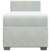 Cama box spring con colchón terciopelo gris claro 100x200 cm