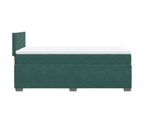 Cama box spring con colchón terciopelo verde oscuro 100x200 cm