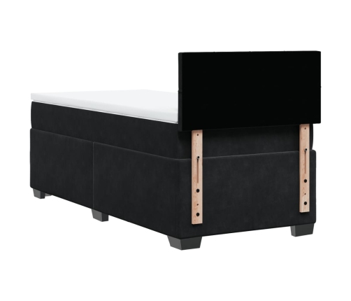 Cama box spring con colchón terciopelo negro 100x200 cm