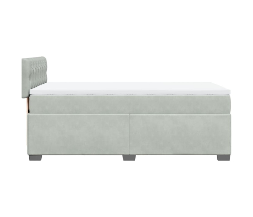 Cama box spring con colchón terciopelo gris claro 100x200 cm