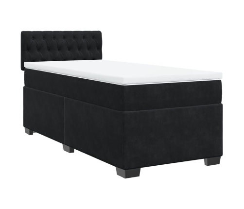 Cama box spring con colchón terciopelo negro 100x200 cm