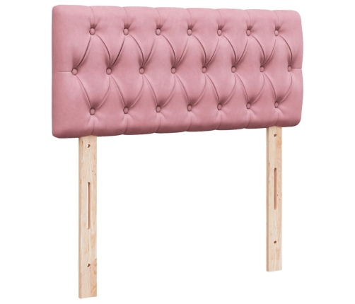 Cama box spring con colchón terciopelo rosa 100x200 cm