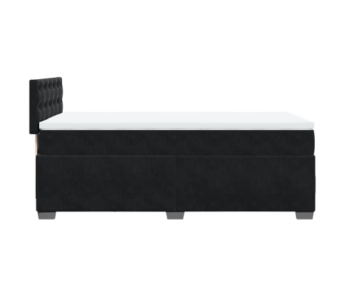 Cama box spring con colchón terciopelo negro 100x200 cm