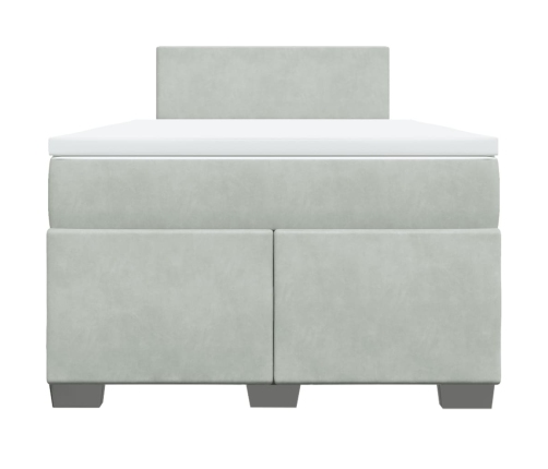 Cama box spring con colchón terciopelo gris claro 120x190 cm