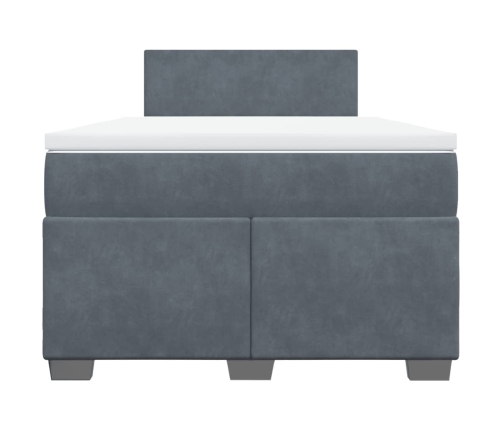 Cama box spring con colchón terciopelo gris oscuro 120x190 cm