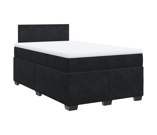 Cama box spring con colchón terciopelo negro 120x190 cm