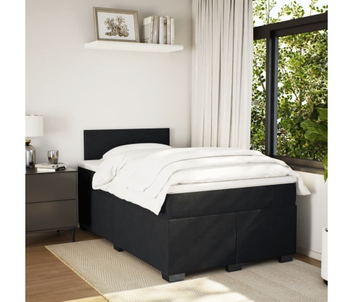 Cama box spring con colchón terciopelo negro 120x190 cm