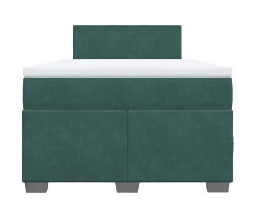 Cama box spring con colchón terciopelo verde oscuro 120x190 cm