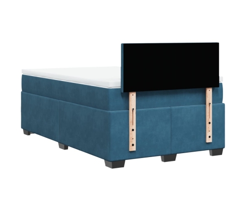 Cama box spring con colchón terciopelo azul oscuro 120x190 cm