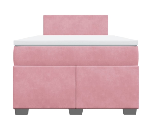 Cama box spring con colchón terciopelo rosa 120x190 cm
