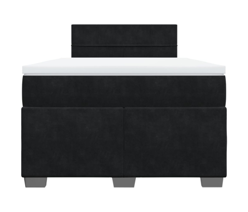 Cama box spring con colchón terciopelo negro 120x190 cm