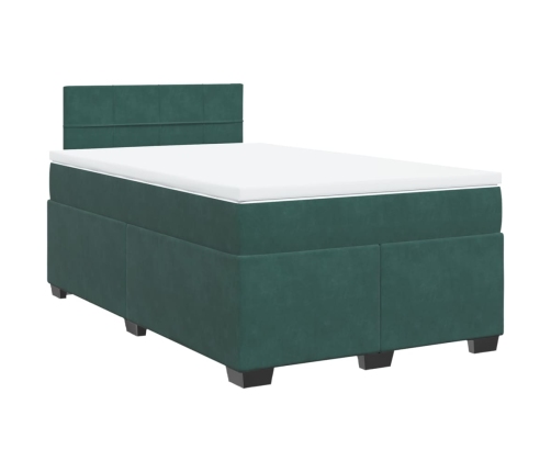 Cama box spring con colchón terciopelo verde oscuro 120x190 cm