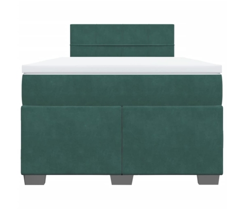 Cama box spring con colchón terciopelo verde oscuro 120x190 cm