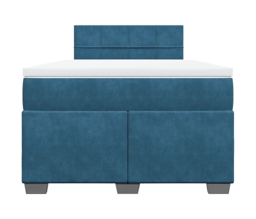 Cama box spring con colchón terciopelo azul oscuro 120x190 cm