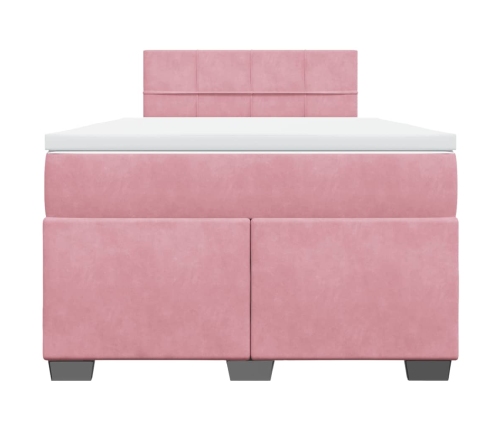 Cama box spring con colchón terciopelo rosa 120x190 cm