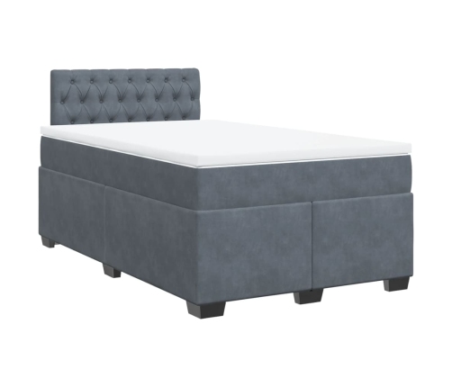 Cama box spring con colchón terciopelo gris oscuro 120x190 cm