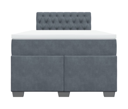 Cama box spring con colchón terciopelo gris oscuro 120x190 cm