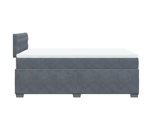 Cama box spring con colchón terciopelo gris oscuro 120x190 cm