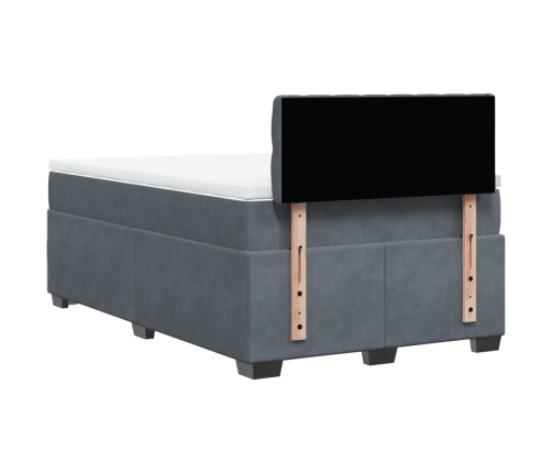 Cama box spring con colchón terciopelo gris oscuro 120x190 cm