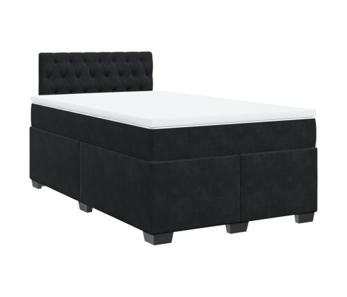 Cama box spring con colchón terciopelo negro 120x190 cm