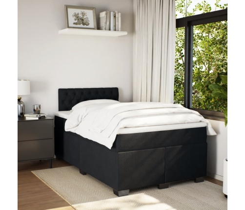 Cama box spring con colchón terciopelo negro 120x190 cm