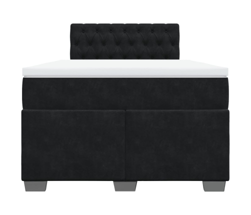 Cama box spring con colchón terciopelo negro 120x190 cm