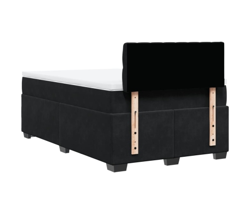 Cama box spring con colchón terciopelo negro 120x190 cm