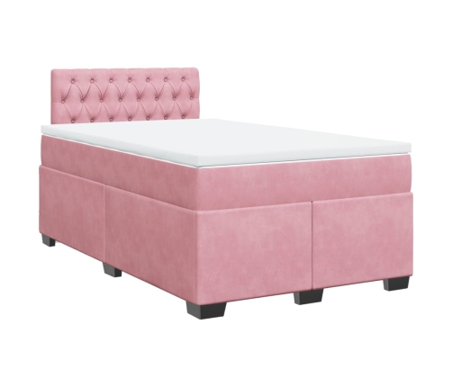 Cama box spring con colchón terciopelo rosa 120x190 cm